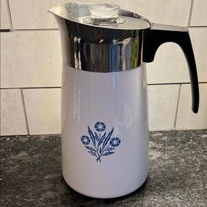 10 cup Stovetop Cornflower Blue Percolator by Corningware Vintage exc condition